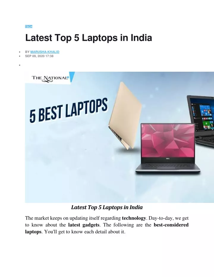 tech latest top 5 laptops in india