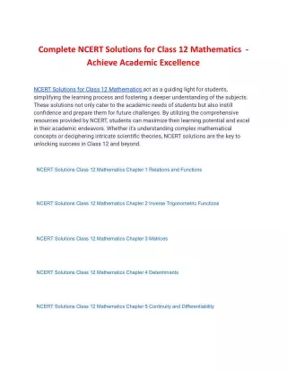 complete ncert solutions for class 12 mathematics