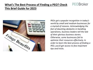 What’s The Best Process of Finding a PEO Check This Brief Guide for 2023