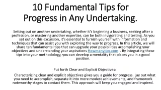 10 fundamental tips for progress in any undertaking