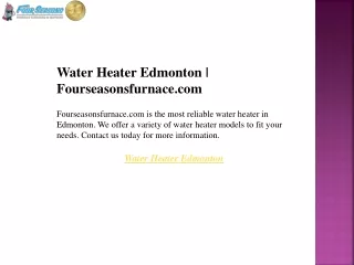 Water Heater Edmonton  Fourseasonsfurnace.com