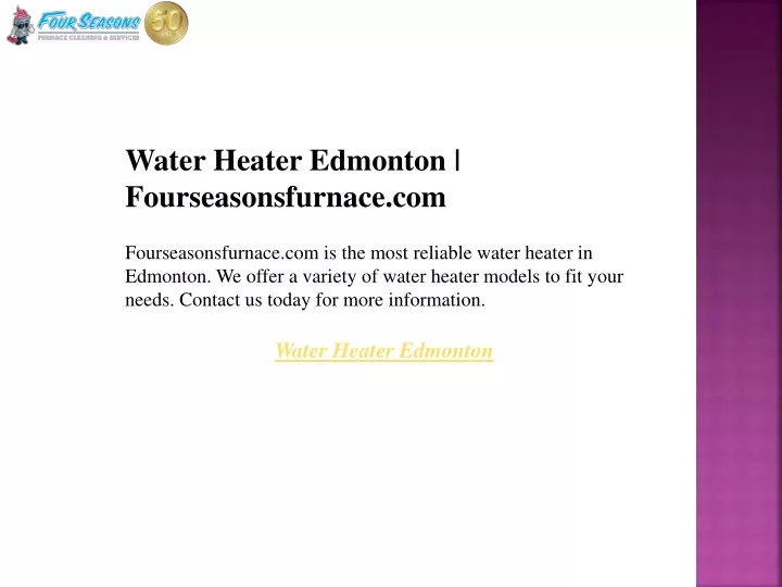 water heater edmonton fourseasonsfurnace