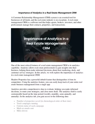 Importance of Analytics in a Real Estate Management CR1
