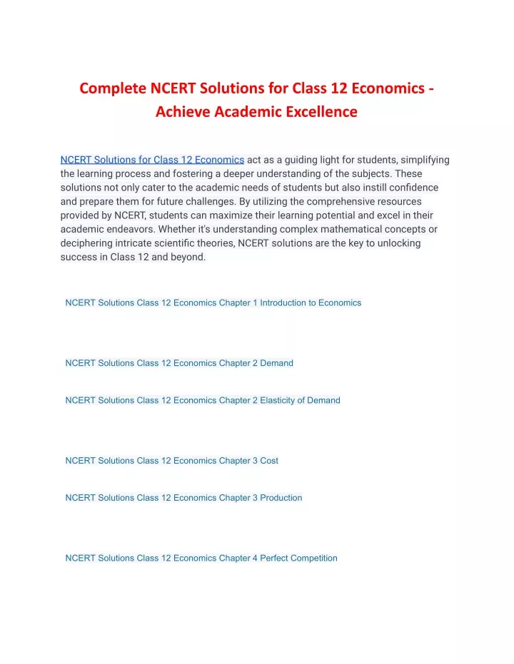 complete ncert solutions for class 12 economics