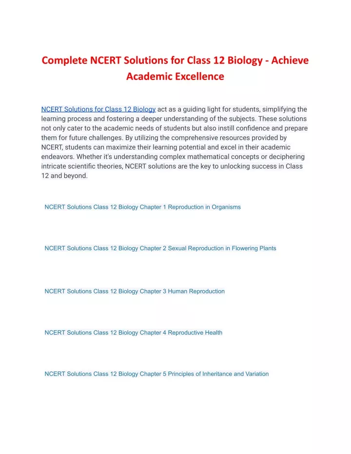 complete ncert solutions for class 12 biology