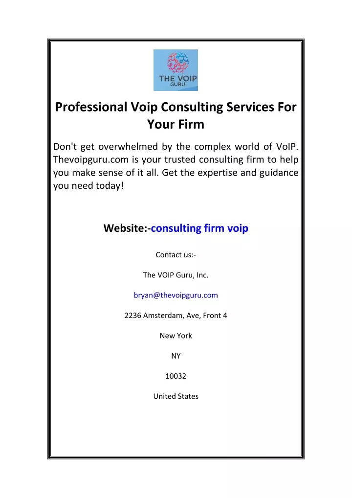 professional voip consulting services for your