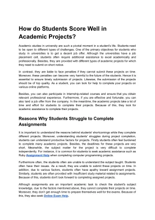 How do Students Score Well in Academic Projects?