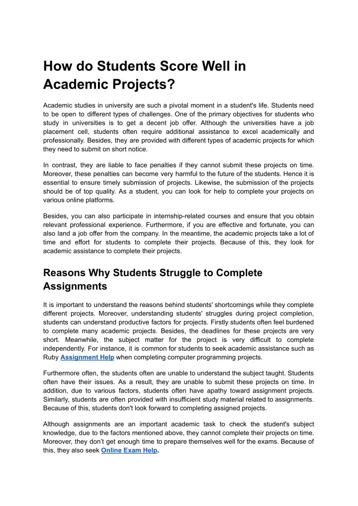 how do students score well in academic projects