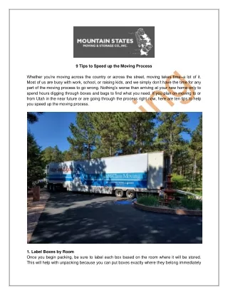 9 Tips to Speed Up the Moving Process