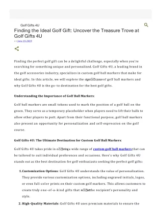 Finding the Ideal Golf Gift: Uncover the Treasure Trove at Golf Gifts 4U