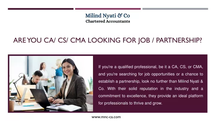 are you ca cs cma looking for job partnership