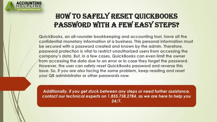 how to safely reset quickbooks password with a few easy steps