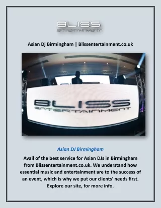 Asian Dj Birmingham | Blissentertainment.co.uk