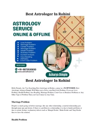 Best Astrologer In Rohini  91-9873530830