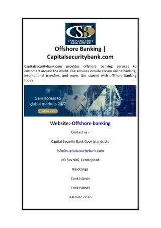 Offshore Banking  Capitalsecuritybank.com