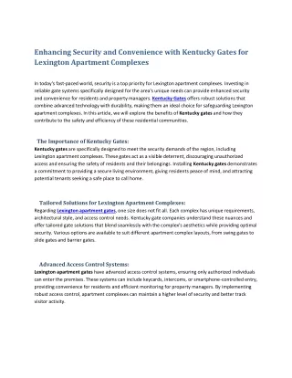 Enhancing Security and Convenience with Kentucky Gates for Lexington Apartment C