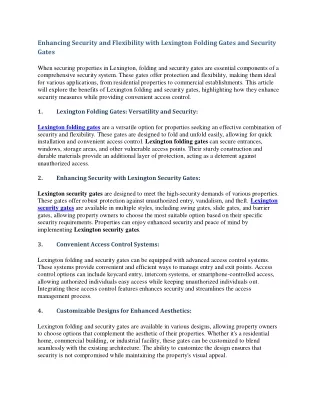 Enhancing Security and Convenience with Kentucky Gates for Lexington Apartment C