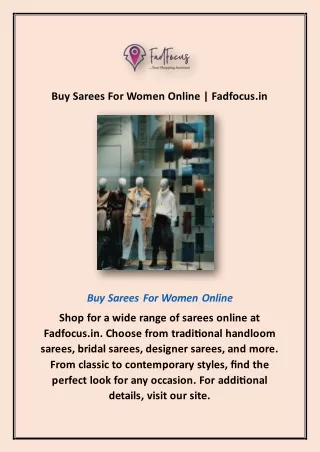 Buy Sarees For Women Online | Fadfocus.in
