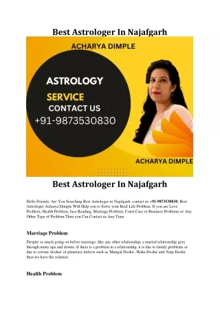 Best Astrologer In Najafgarh  91-9873530830