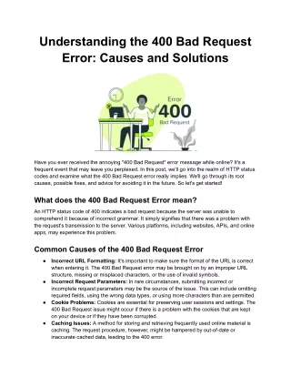 Understanding the 400 Bad Request Error_ Causes and Solutions