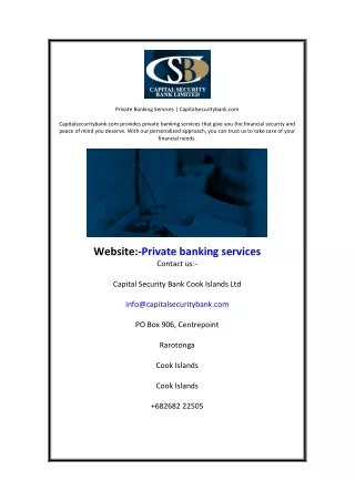 Private banking services