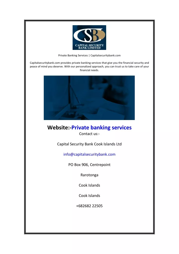 private banking services capitalsecuritybank com