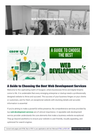 A Guide to Choosing the Best Web Development Services