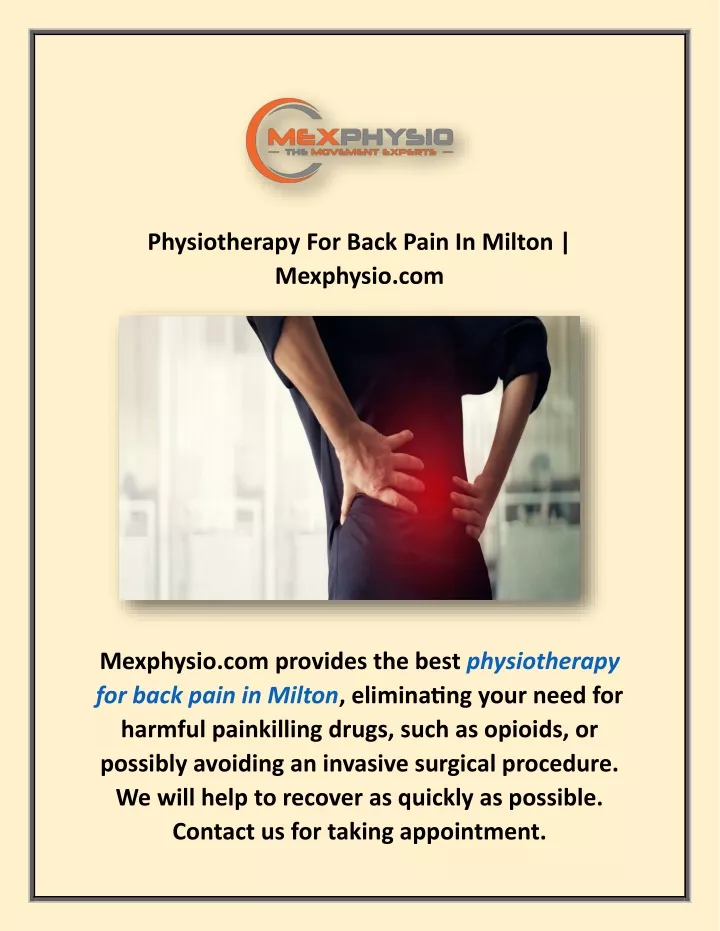 physiotherapy for back pain in milton mexphysio