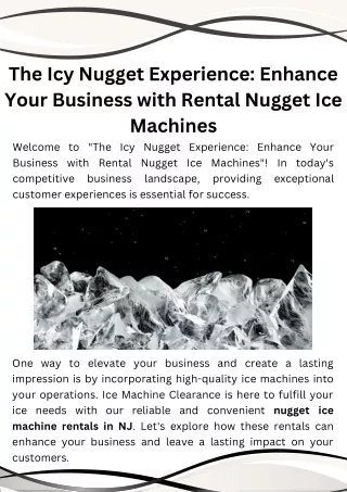 The Icy Nugget Experience- Enhance Your Business with Rental Nugget Ice Machines