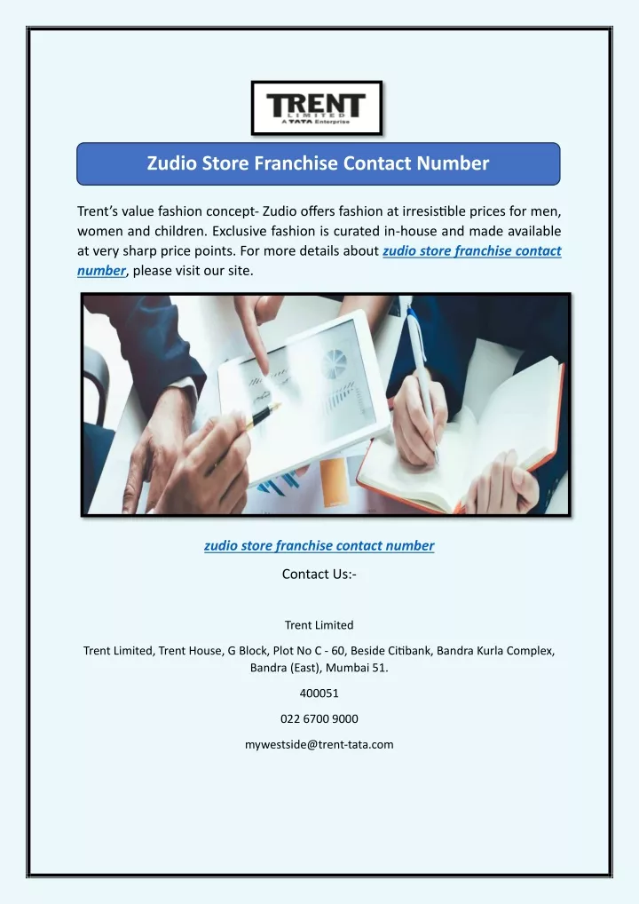 zudio store franchise contact number
