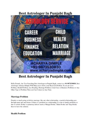 Best Astrologer In Punjabi Bagh 9873530830