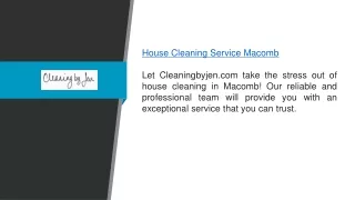 House Cleaning Service Macomb Cleaningbyjen.com