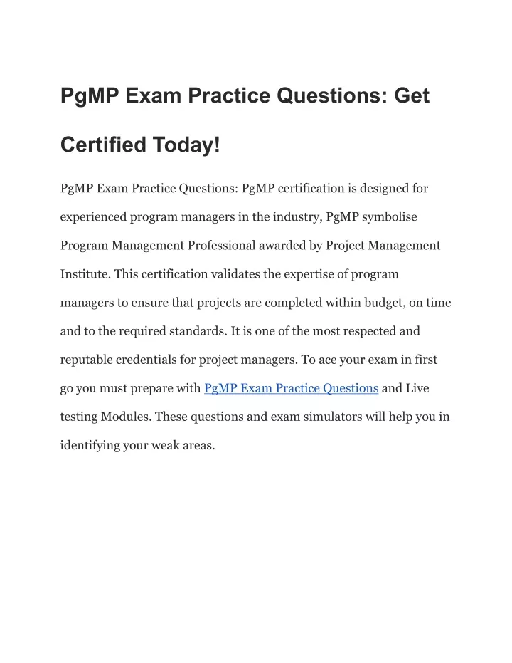 pgmp exam practice questions get