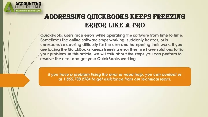 addressing quickbooks keeps freezing error like a pro