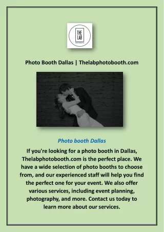 Photo Booth Dallas | Thelabphotobooth.com