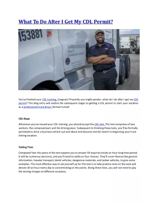 what to do after i get my cdl permit