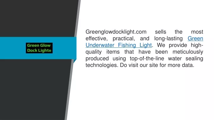 greenglowdocklight com sells the most effective