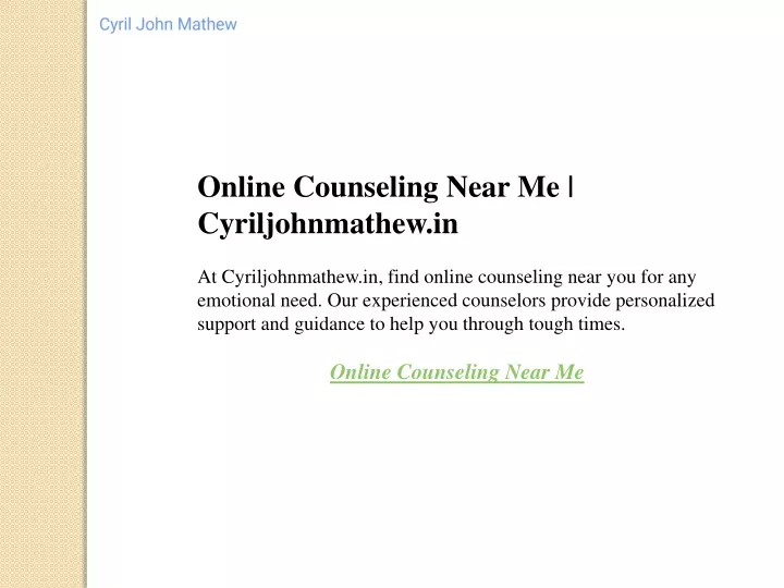 online counseling near me cyriljohnmathew