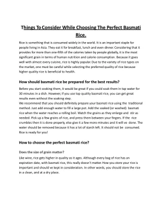Things To Consider While Choosing The Perfect Basmati Rice..docx