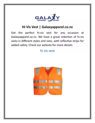 Hi Vis Vest Galaxyapparel.co.nz