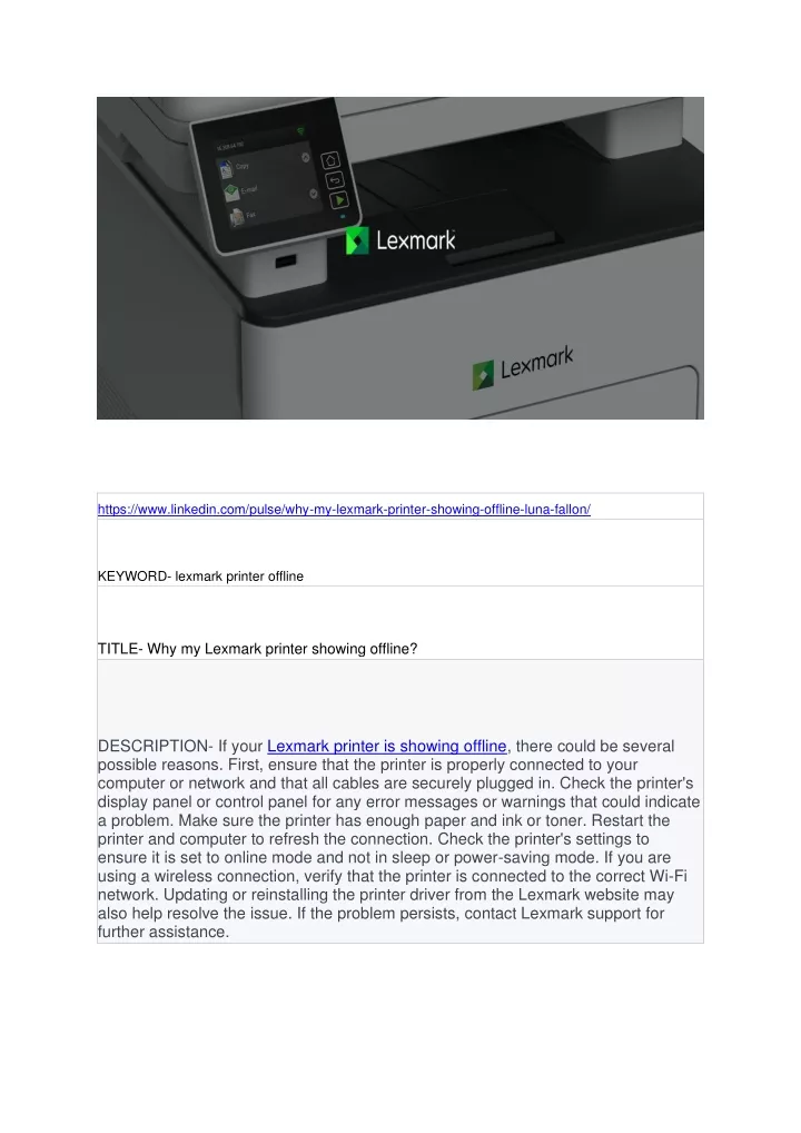 https www linkedin com pulse why my lexmark