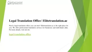 Legal Translation Office  Elitetranslation.ae