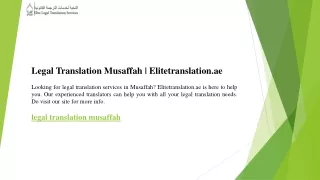 Legal Translation Musaffah  Elitetranslation.ae