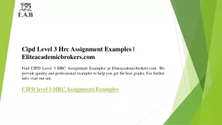 Cipd Level 3 Hrc Assignment Examples  Eliteacademicbrokers.com