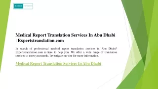 Medical Report Translation Services In Abu Dhabi  Expertstranslation.com