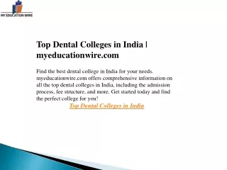 Top Dental Colleges in India myeducationwire.com