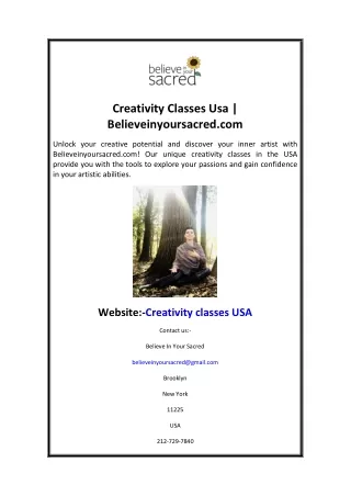 Creativity Classes Usa  Believeinyoursacred.com