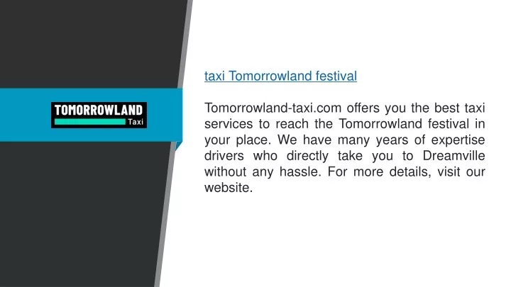 taxi tomorrowland festival tomorrowland taxi