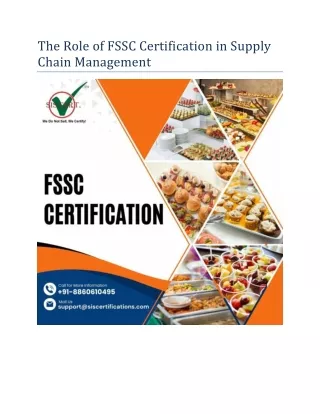 the role of fssc certification in supply chain