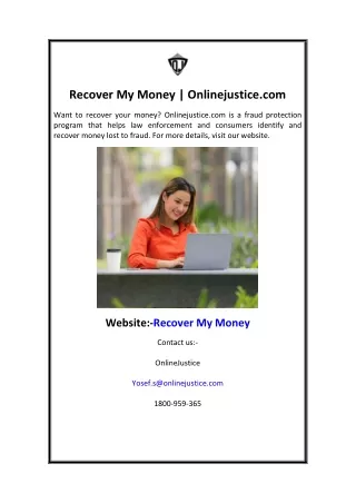 Recover My Money  Onlinejustice.com